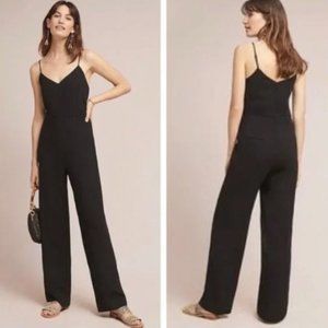 Anthropologie The Slim Essential Black Jumpsuit With Adjustable Spaghetti Straps